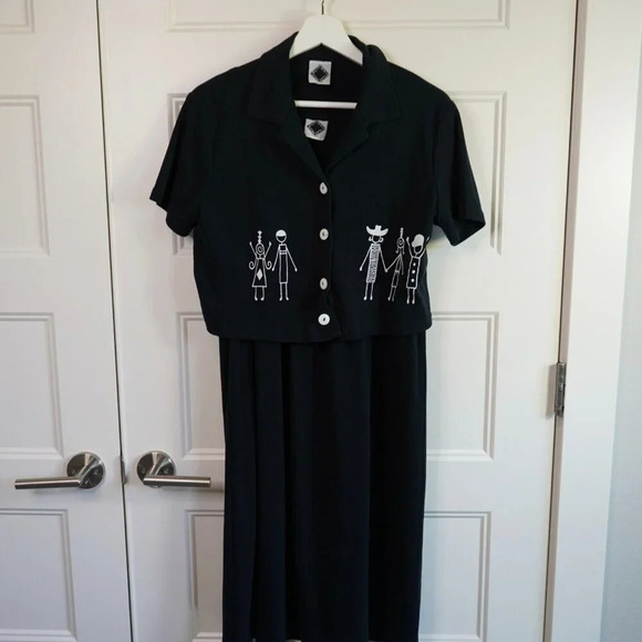 California Concepts Summer Fun Maxi‎ Dress & Jacket, Black White Graphic - Picture 6 of 8